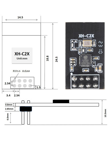 Módulo WiFi y Bluetooth Wishiot XH-C2X 4MB 32Mbit Dual