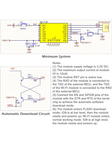 Módulo WiFi y Bluetooth Wishiot XH-C2X 4MB 32Mbit Dual