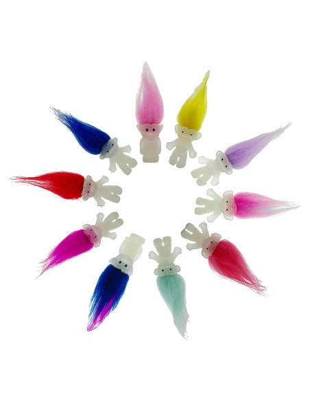 10 Muñecos Troll Mini Luminosos Brillan en la Oscuridad