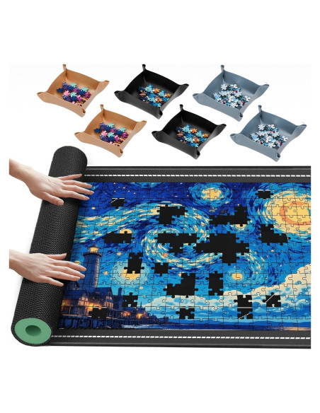 Alfombrilla para Rompecabezas Lwoeo 2000 Piezas Negra 121.9x78.7 cm