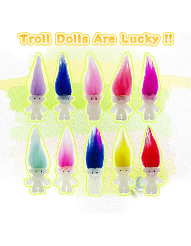 10 Muñecos Troll Mini Luminosos Brillan en la Oscuridad