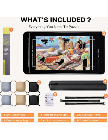 Alfombrilla para Rompecabezas Lwoeo 2000 Piezas Negra 121.9x78.7 cm