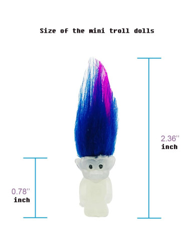 10 Muñecos Troll Mini Luminosos Brillan en la Oscuridad