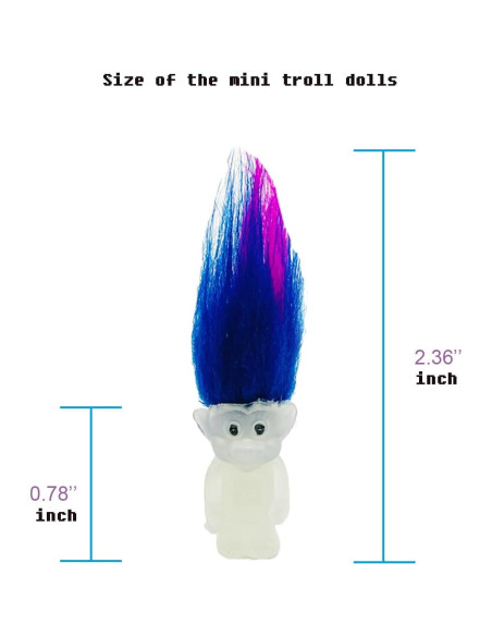10 Muñecos Troll Mini Luminosos Brillan en la Oscuridad