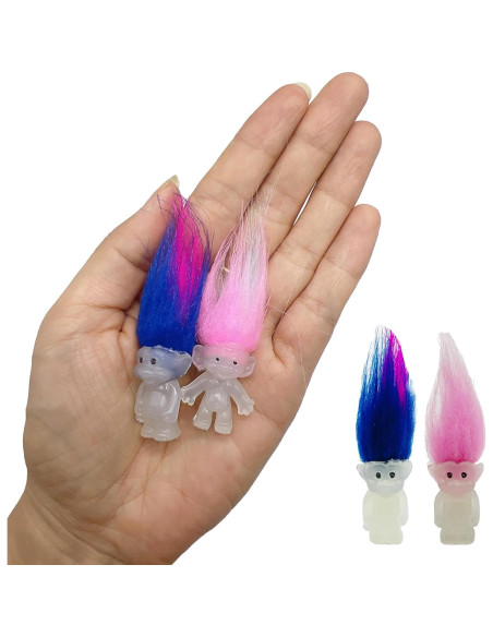 10 Muñecos Troll Mini Luminosos Brillan en la Oscuridad