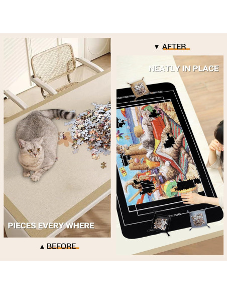 Alfombrilla para Rompecabezas Lwoeo 2000 Piezas Negra 121.9x78.7 cm