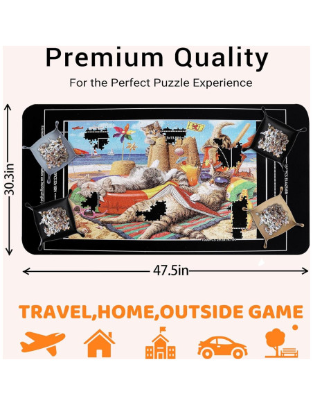 Alfombrilla para Rompecabezas Lwoeo 2000 Piezas Negra 121.9x78.7 cm