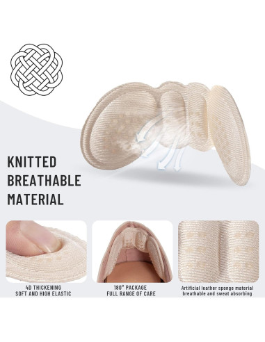 4 Pares Almohadillas para Talones EIRMAT Beige Antideslizantes
