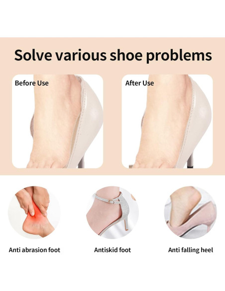 4 Pares Almohadillas para Talones EIRMAT Beige Antideslizantes