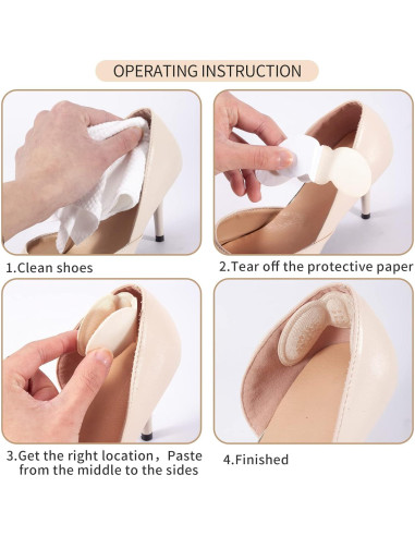 4 Pares Almohadillas para Talones EIRMAT Beige Antideslizantes