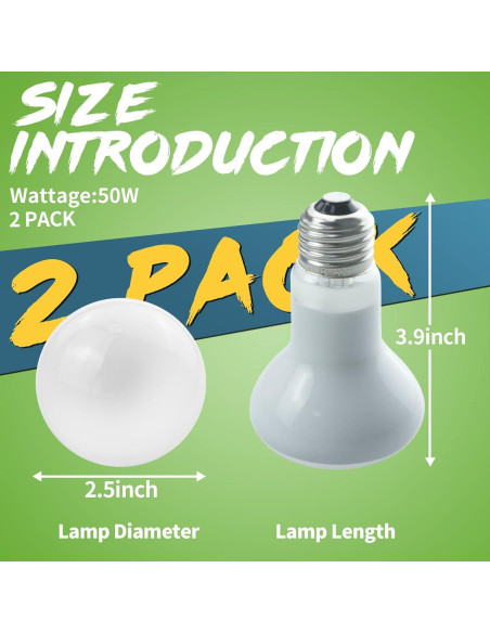 Bombillas de Calor LUCKY HERP 50W para Reptiles - Paquete de 2