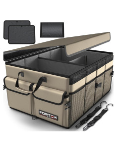 Organizador de Maletero FORTEM 50L Beige Plegable y Antideslizante