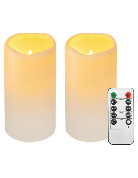 2 Velas LED Sin Llama Biyanuo para Exteriores con Control Remoto