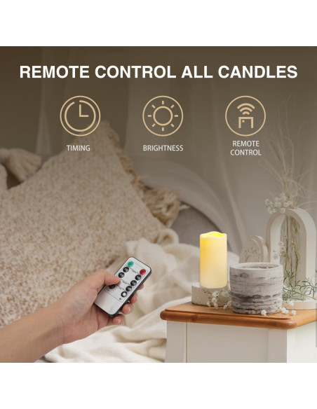 2 Velas LED Sin Llama Biyanuo para Exteriores con Control Remoto