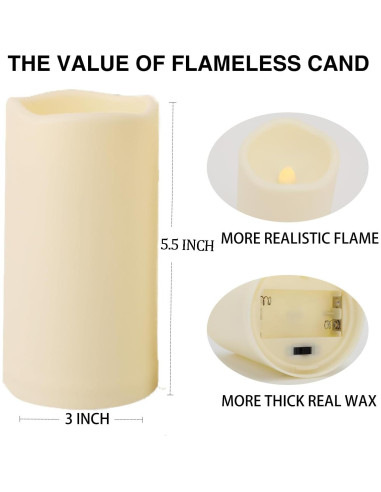 2 Velas LED Sin Llama Biyanuo para Exteriores con Control Remoto