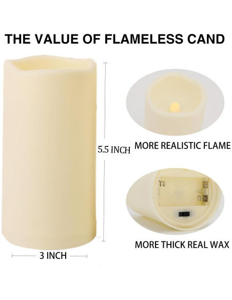 2 Velas LED Sin Llama Biyanuo para Exteriores con Control Remoto