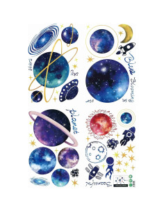 Calcomanías de Pared 3D Quanhaigou Galaxia Estrellas Azules 2