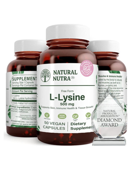 L-Lisina HCl Natural Nutra 500 mg, 50 Cápsulas Veganas L-Lisina HCl Natural Nutra 500 mg, 50 Cápsulas Veganas