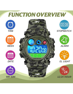Reloj Digital Deportivo Impermeable Dayllon para Niños Verde 2