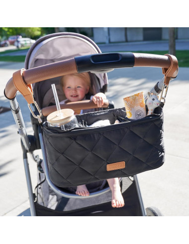 Organizador de Cochecito ZICOTO Negro con 2 Portavasos 35.1x16.5x13 cm