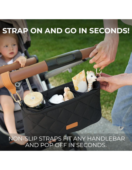 Organizador de Cochecito ZICOTO Negro con 2 Portavasos 35.1x16.5x13 cm