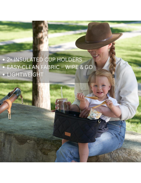 Organizador de Cochecito ZICOTO Negro con 2 Portavasos 35.1x16.5x13 cm