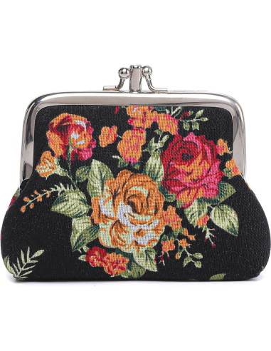Monedero Floral Vintage Compacto para Mujeres - CP000