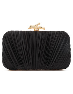 Bolso de Mano Freie Liebe Negro Plisado para Noche 19x9cm