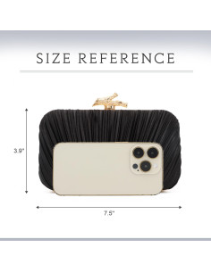 Bolso de Mano Freie Liebe Negro Plisado para Noche 19x9cm 2