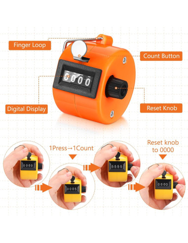 Contador Manual Clicker 16 Pcs Kathfly 4 Dígitos Colorido