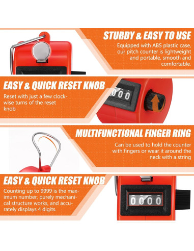 Contador Manual Clicker 16 Pcs Kathfly 4 Dígitos Colorido