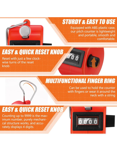 Contador Manual Clicker 16 Pcs Kathfly 4 Dígitos Colorido