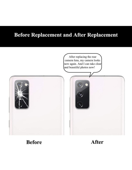 2 Juegos Cristal Lente Cámara Trasera Samsung S20 FE con Adhesivo