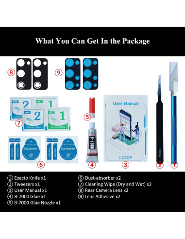 2 Juegos Cristal Lente Cámara Trasera Samsung S20 FE con Adhesivo