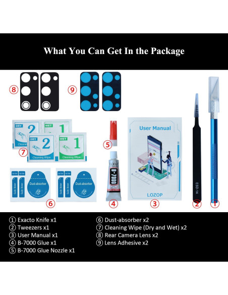 2 Juegos Cristal Lente Cámara Trasera Samsung S20 FE con Adhesivo