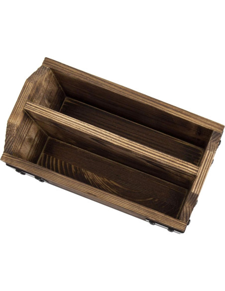 Organizador de Control Remoto MyGift Madera Quemada 2 Compartimentos