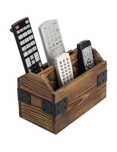 Organizador de Control Remoto MyGift Madera Quemada 2 Compartimentos