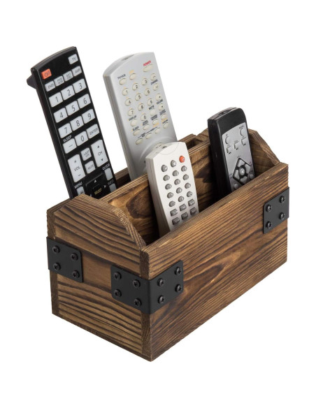 Organizador de Control Remoto MyGift Madera Quemada 2 Compartimentos