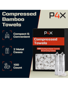 Toallas Comprimidas de Bambú PREPARED4X - 100 Unidades para Camping 2