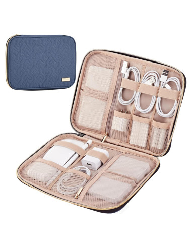 Estuche Organizador de Cables NISHEL Azul Egeo 26.7x19.1cm