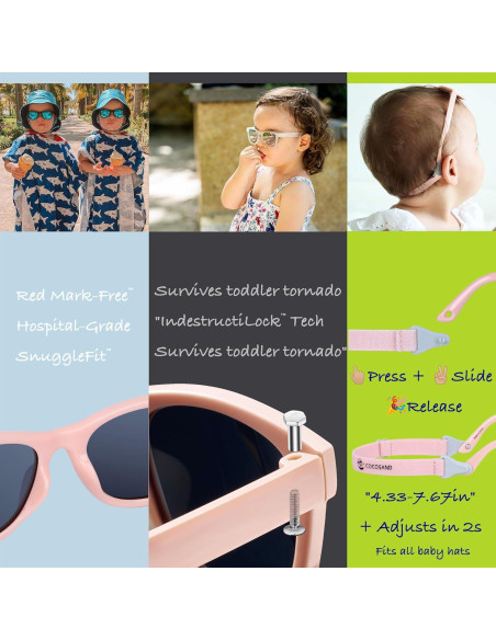 Gafas de sol flexibles COCOSAND para bebés 0-24 meses UV