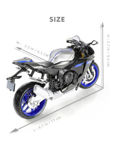 Modelo Motocicleta 1:12 Yamaha YZF-R1M Metal y Plástico Plata 2