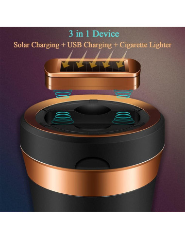 Cenicero de coche Zacxoxsr con tapa y luz LED azul