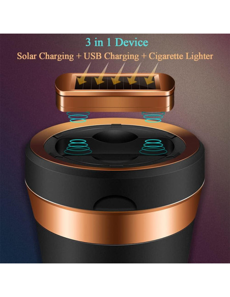 Cenicero de coche Zacxoxsr con tapa y luz LED azul