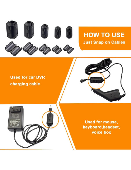 60 Clips de Ferrita RFI EMI Huarew para Cables 3.5 a 13 mm