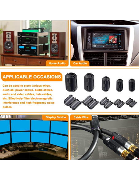 60 Clips de Ferrita RFI EMI Huarew para Cables 3.5 a 13 mm