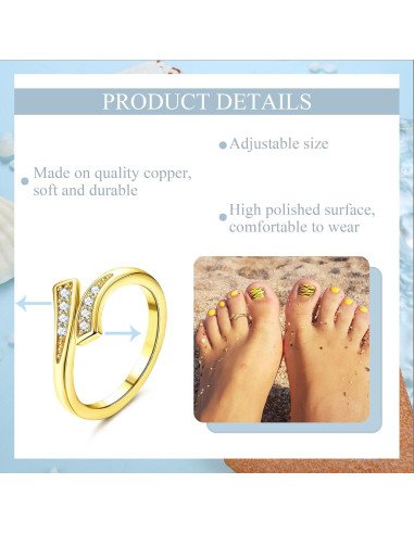 Conjunto de Anillos Ajustables JeryWe 9 Pcs Dorado para Mujeres