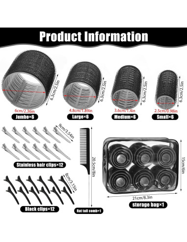 Juego de Rulos Autoadhesivos Obeoby - 50 Piezas en 4 Tamaños