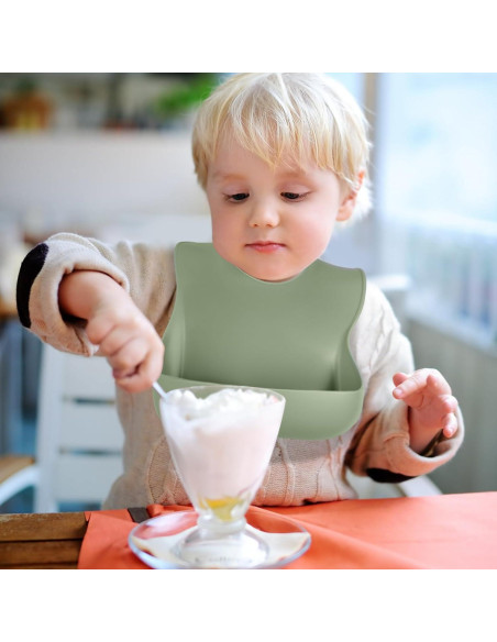 Baberos de Silicona para Bebés - Conjunto de 3 Ajustables