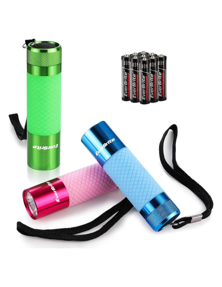 Linternas LED Mini EverBrite - Paquete de 3, Aluminio, 50 Lúmenes